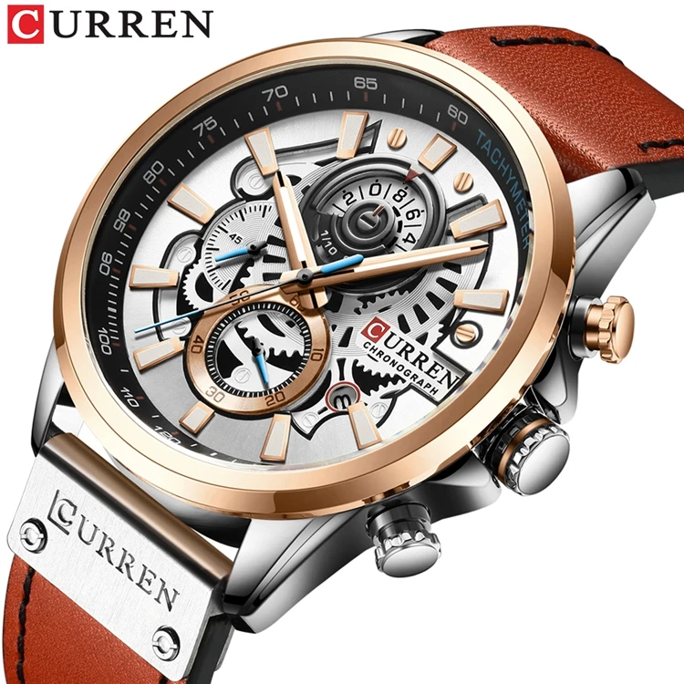  2020 г. завод Curren 8380 лидер продаж новые мужские модные кварцевые часы с кожаным ремешком военные спортивные наручные хронографом