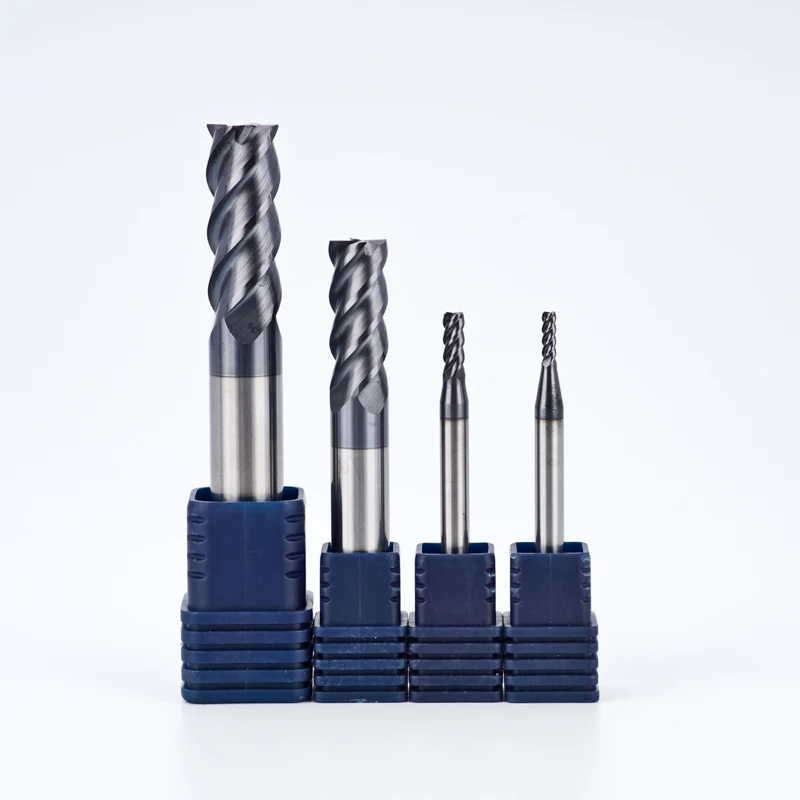 Solid Carbide 4 Flute Flat End Mill With 45 Degree Helix Angle