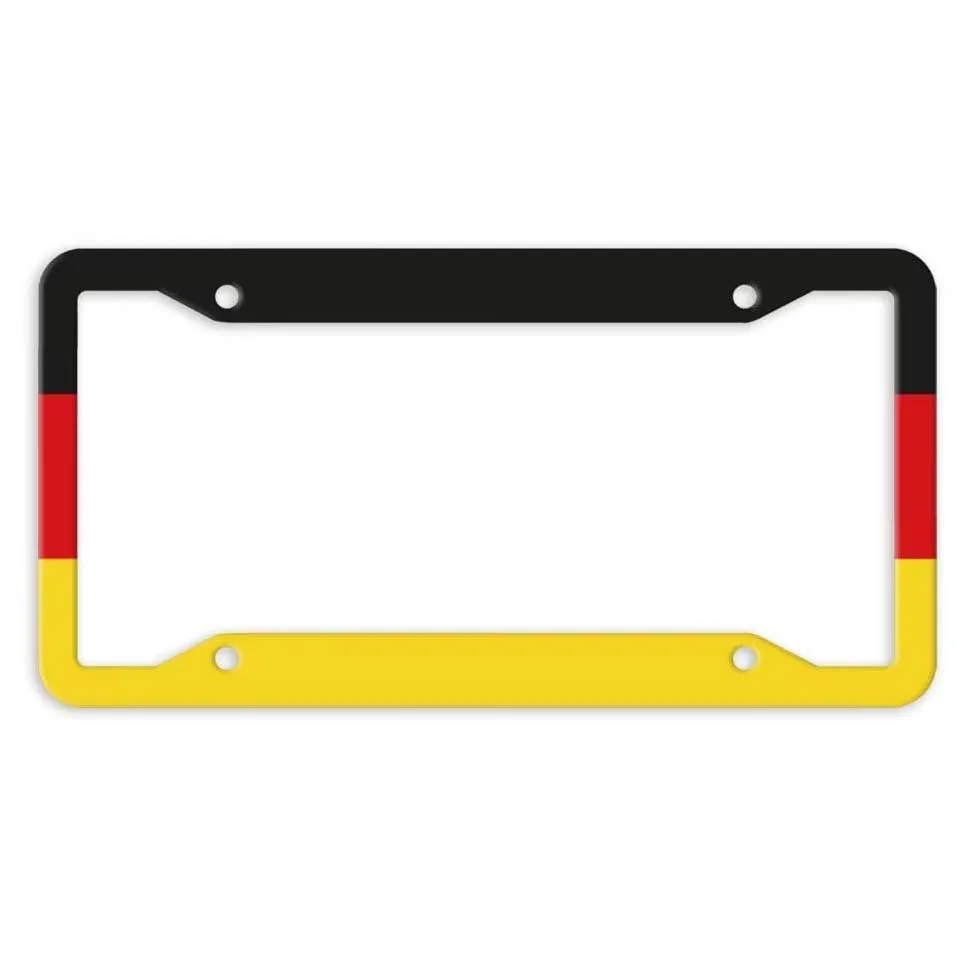 Germany Flag License Plate Frame Aluminum Black Car Cover Tag Holder with 2 Holes License Plate Cover for US Vehicles Standard