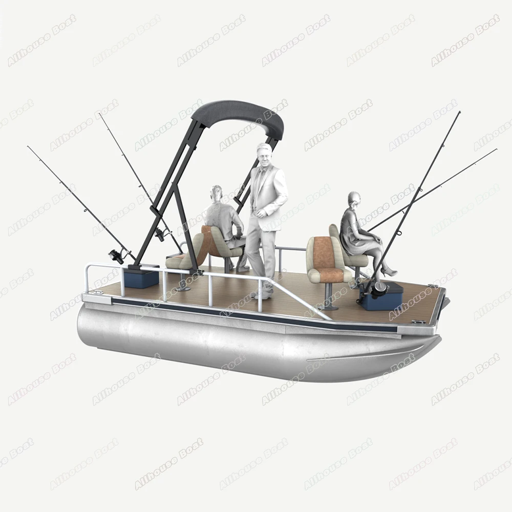 Allhouse Floating Island Swim Fishing Boat Floating Dock Water Platform Aluminum Fishing Pontoon Boat With Seat