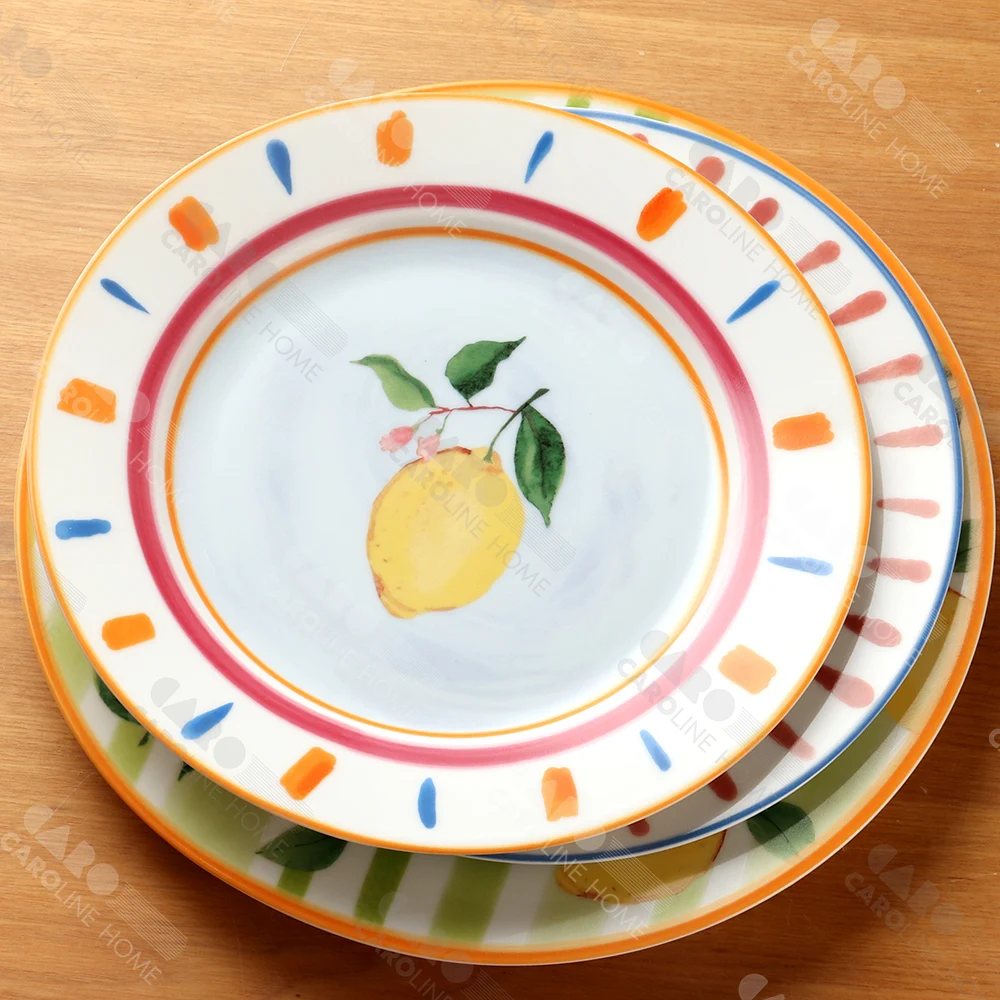 Caroline Design ceramic tableware, fruit collection, lemon patterned plate, custom design pattern