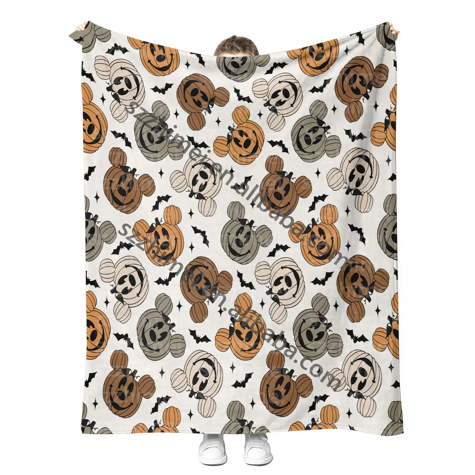 No Moq Free Custom Labels Prints Mickyed Mouses Throw Blanket Soft Plush Christmas Halloween Gifts Fleeced Blankets