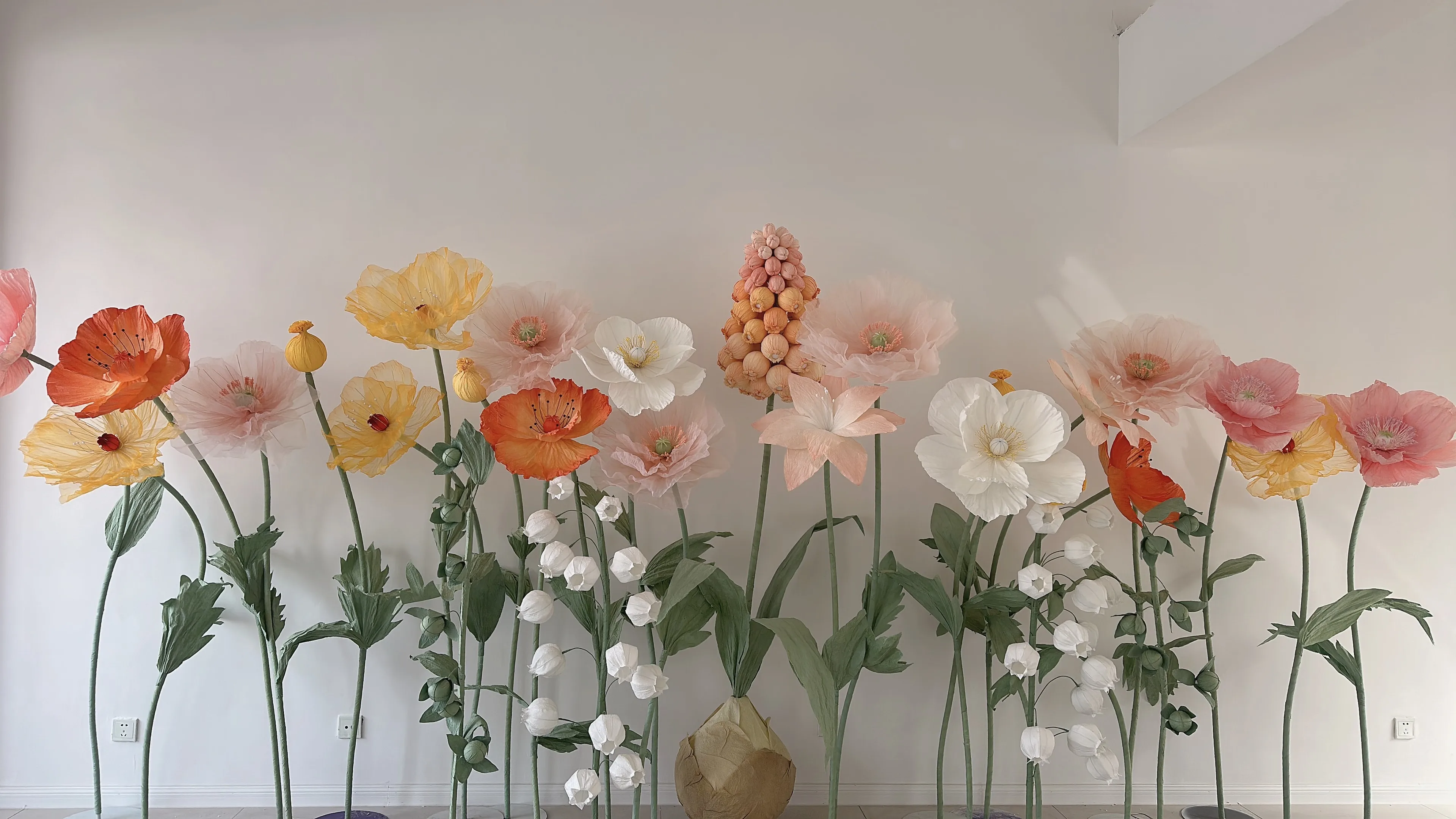 W-188 Wedding decoration long stem artificial flowers Party decoration Wall Backdrop giant fabric standing paper flowers