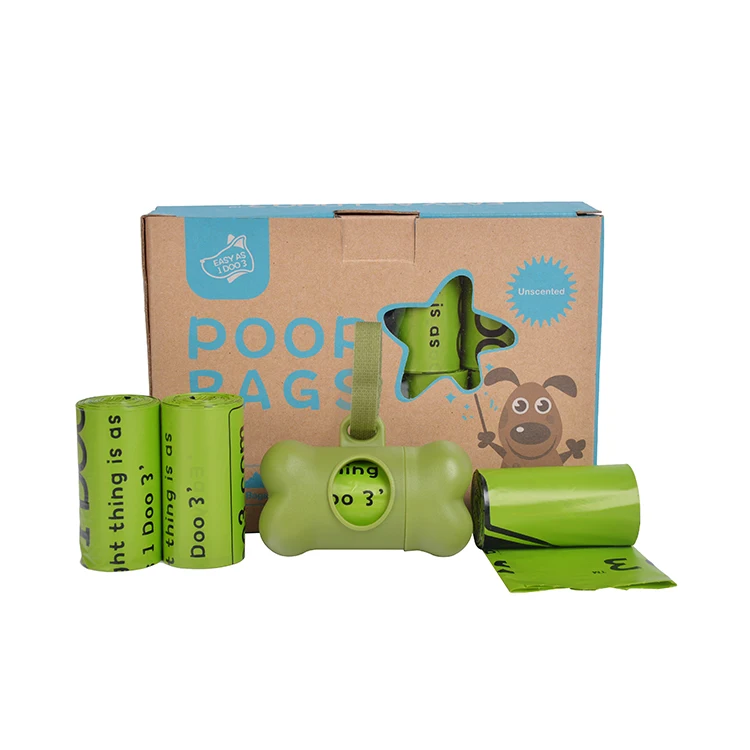 Save 25% duty Biodegradable corn starch pet dog waste poop bag in roll