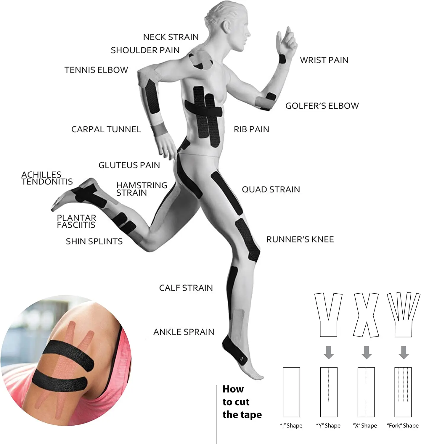 cotton waterproof muscle kinesiology tape