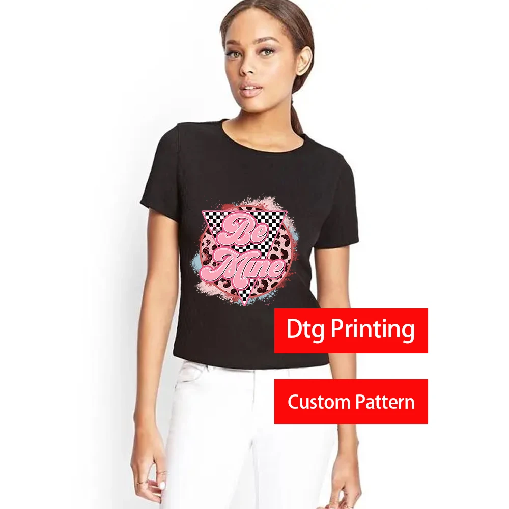 Custom Logo Screen DTG Printing Blank 100 Cotton 260GSM Drop Shoulder Cropped Length Box Fit women Oversize dtg print T Shirt
