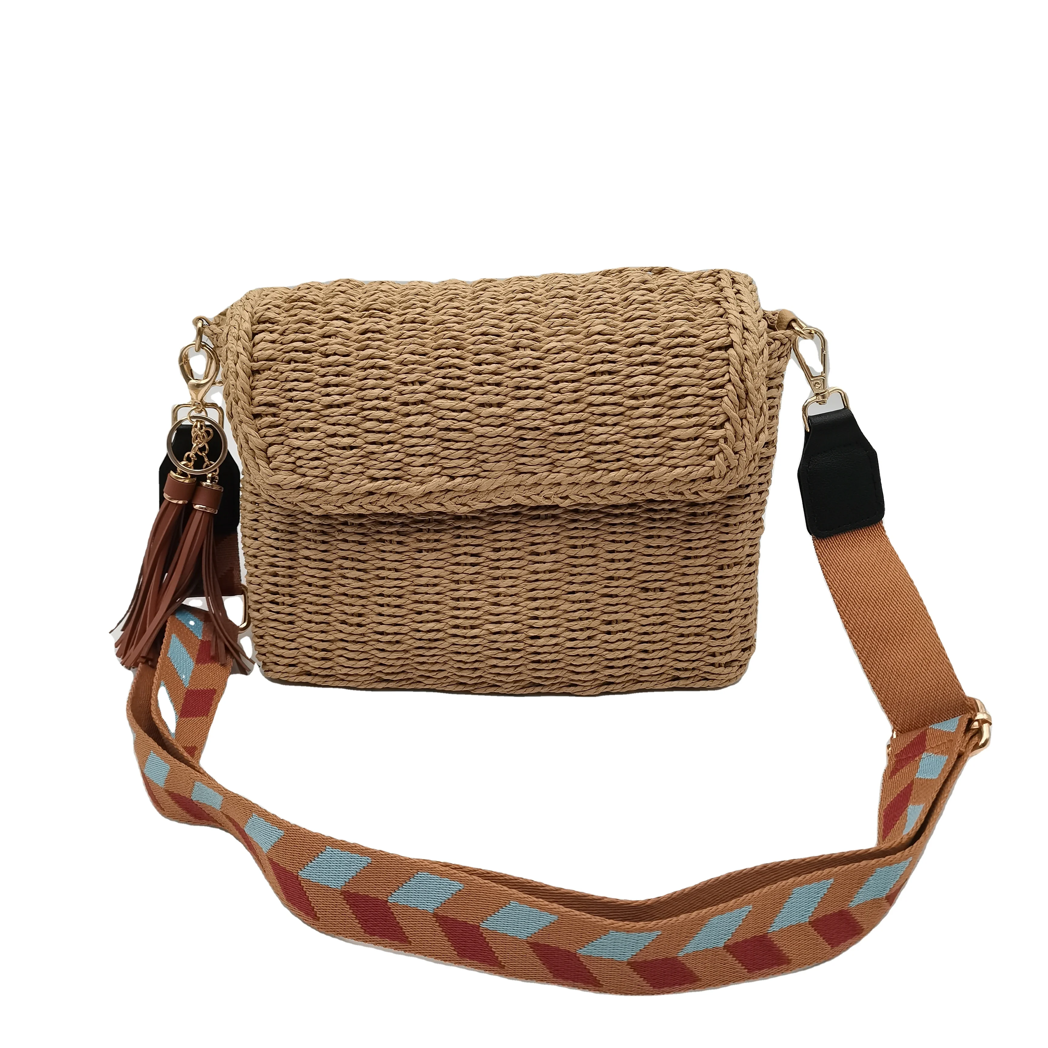 Summer Straw Shoulder Bag Straw Small Clutch Crossbody Bags Handmade Envelope Straw Beach bag