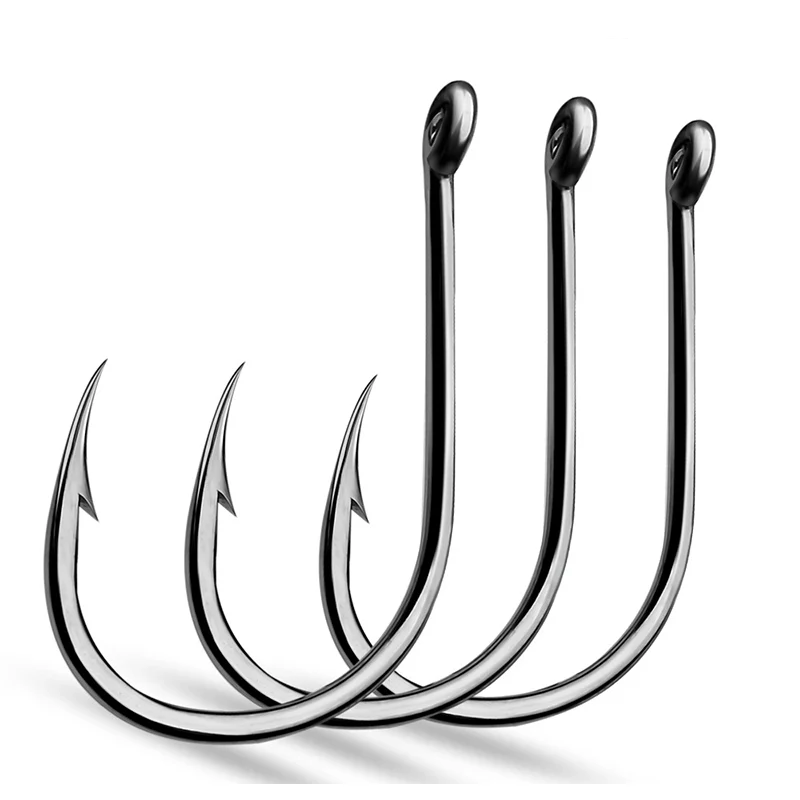 Rocklure 3#-15# 100pcs/box Fishing Hook High Carbon Steel Barbed Hooks For Saltwater And Freshwater