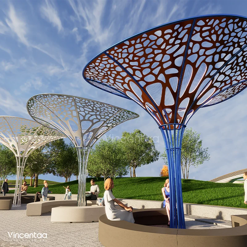 Vincentaa Modern Large Outdoor Park Tree Sculpture Hollow Metal Mesh Sculpture Customization