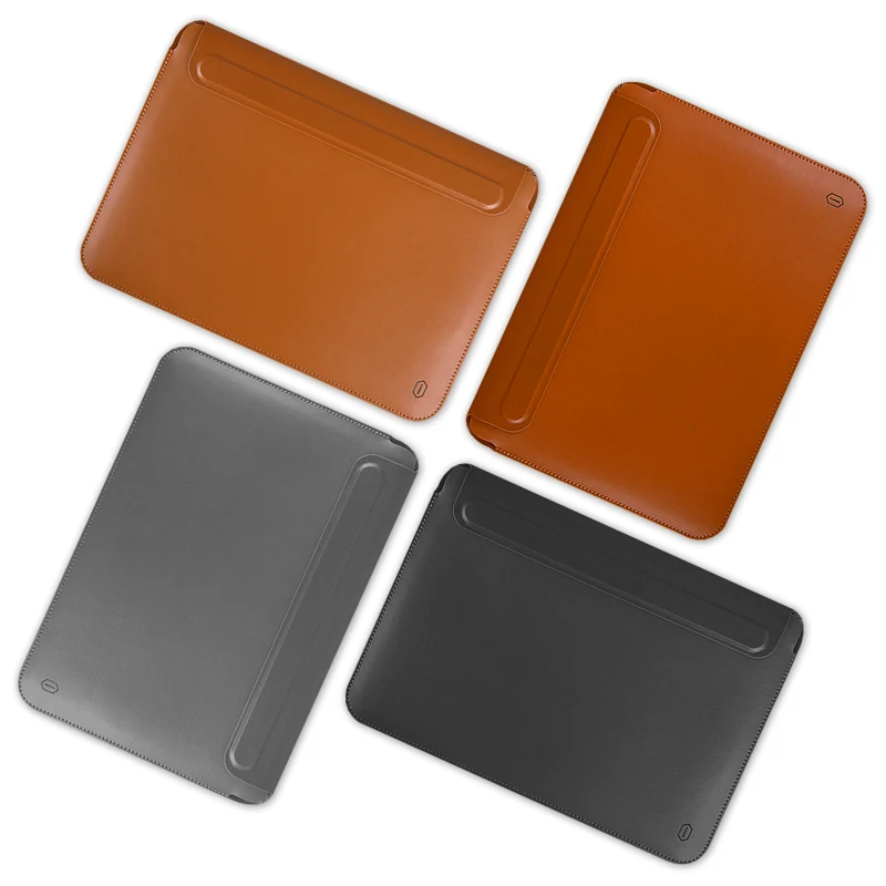 WiWU 2 in 1 Laptop Sleeve bag with Stand Function PU Leather Ultra thin Notebook Messenger Case for Macbook 13.3 15.4 16 inch