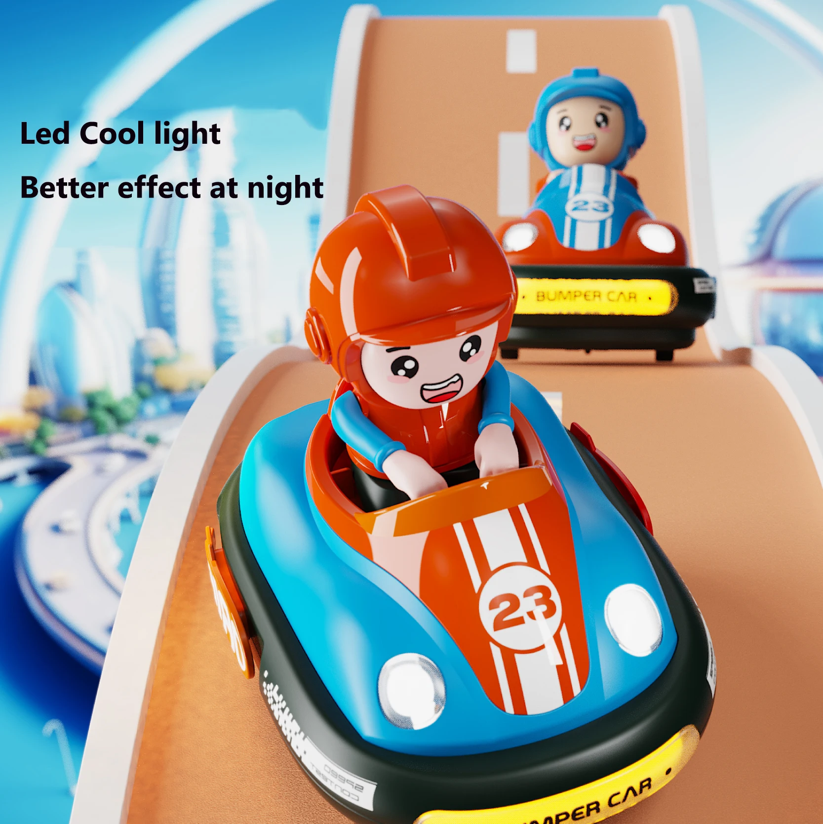 Fun game 2 player rc bumper cars kids vehicle toys battle bumper remote control car toy with box packing