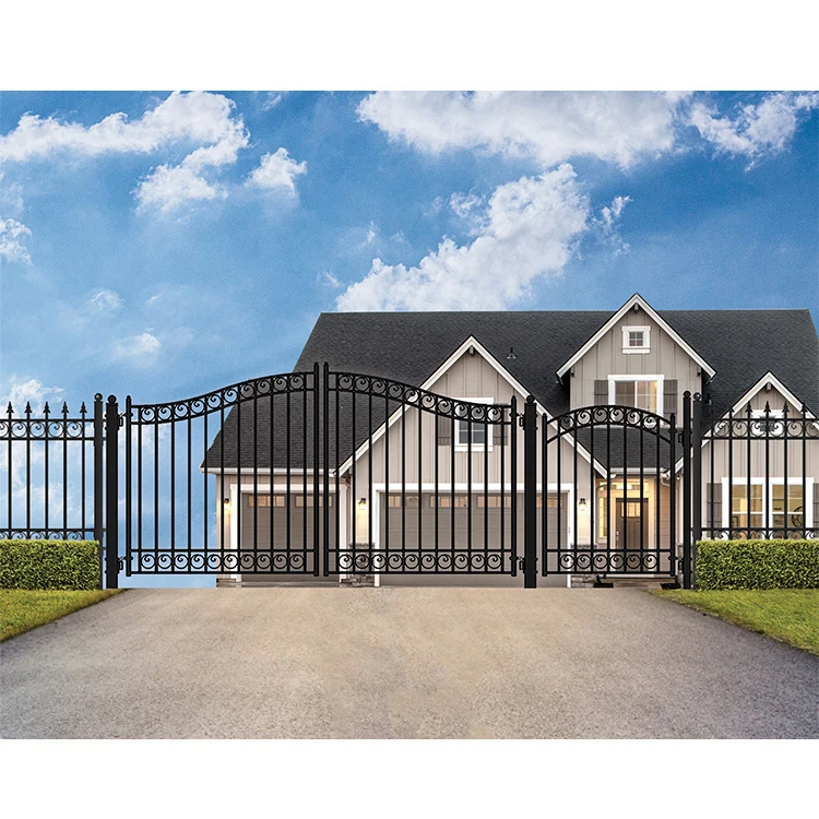 New style courtyard front doors gate designs house exterior wrought iron fancy main gate boundary wall gates design for sale