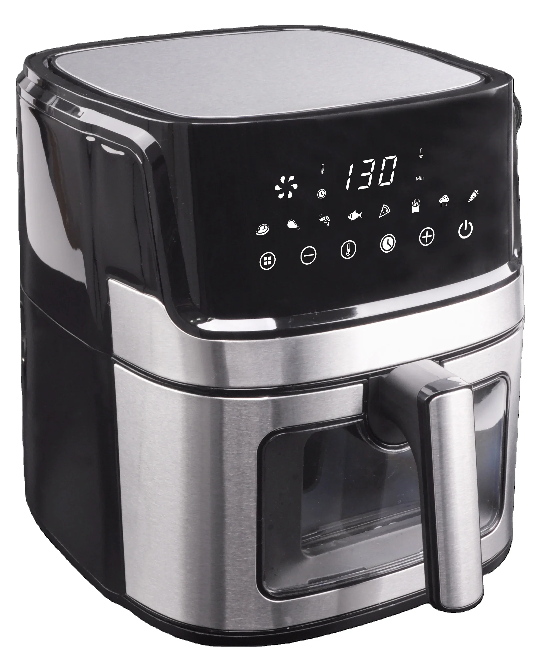 Air Fryers Oil Free Healthy Cooker Window Deep Fry Air Fryer Transparent Digital Display Stainless Steel New Hot Sale 6.5L 1700w