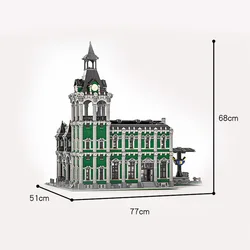 MOC Retro 80s Miniature Street View Scene Train Station Building Blocks Modular Construction Block Model 37719 Children Gift Toy