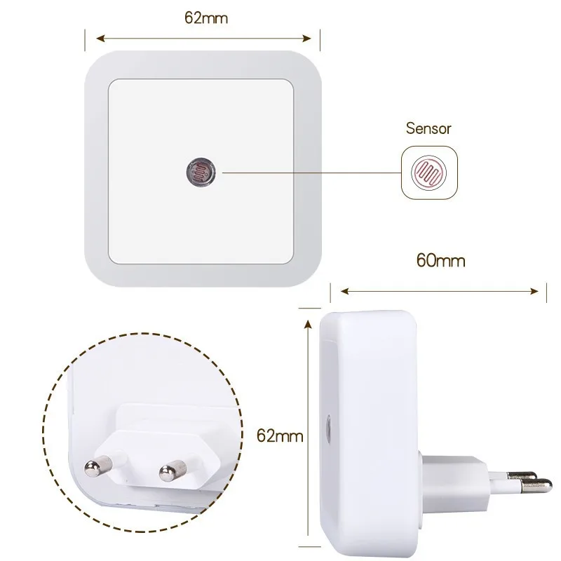 LED Night Light Mini Light Sensor Control 110V 220V EU US Plug Nightlight Lamp For Children Kids Living Room Bedroom Lighting