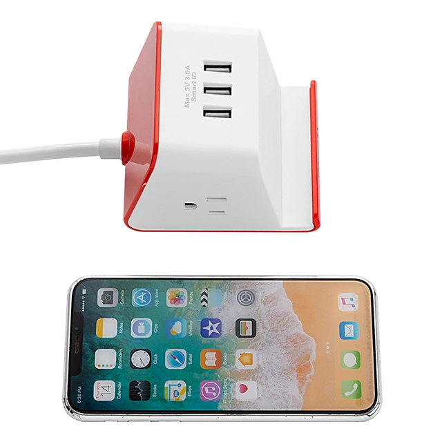 
Small MOQ Usb Port Charger Electrical Multi Outlet Portable Smart Power Strip Plug Cube Socket With Phone Holder 