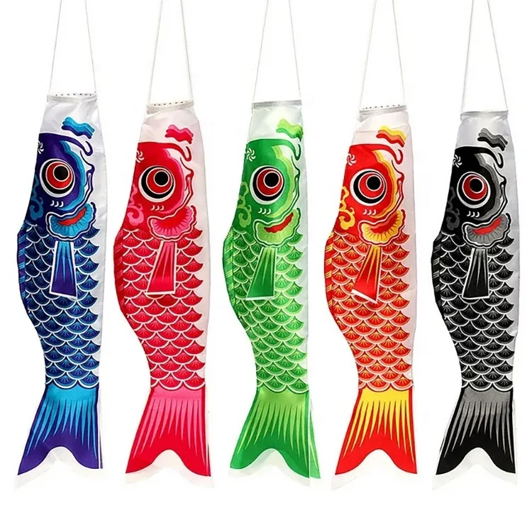 Japan Koi Nobori Flag Windsocks Fish Flag Hanging Decor Column Fish Windsock