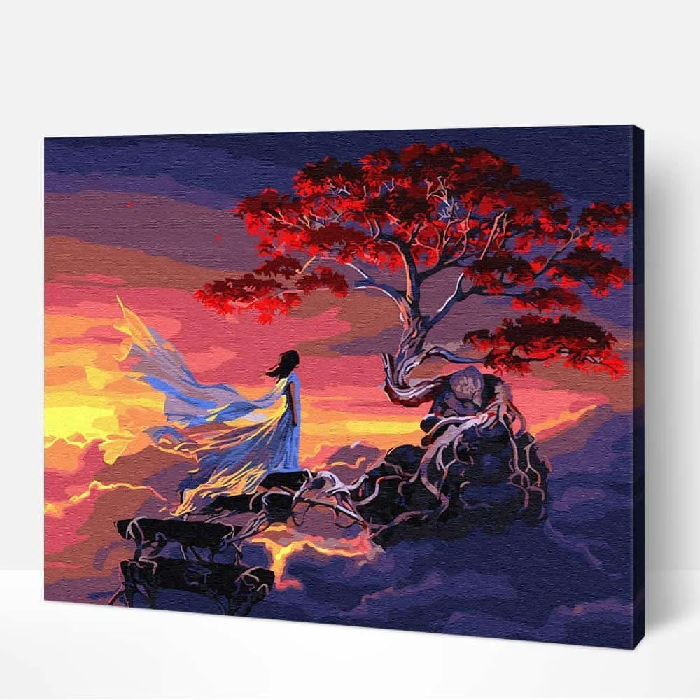 Desire Tree light river butterfly girls 40x50cm diy painting by numbers Color Box Vacuum packing