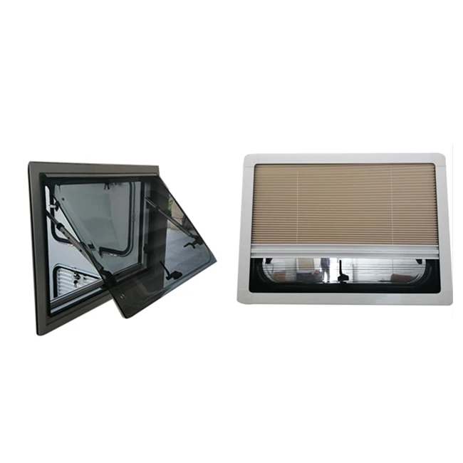 Factory Price Wholesale Custom Manufacturer Aluminum  double Acrylic rv caravan window with pleated blind and fly screen