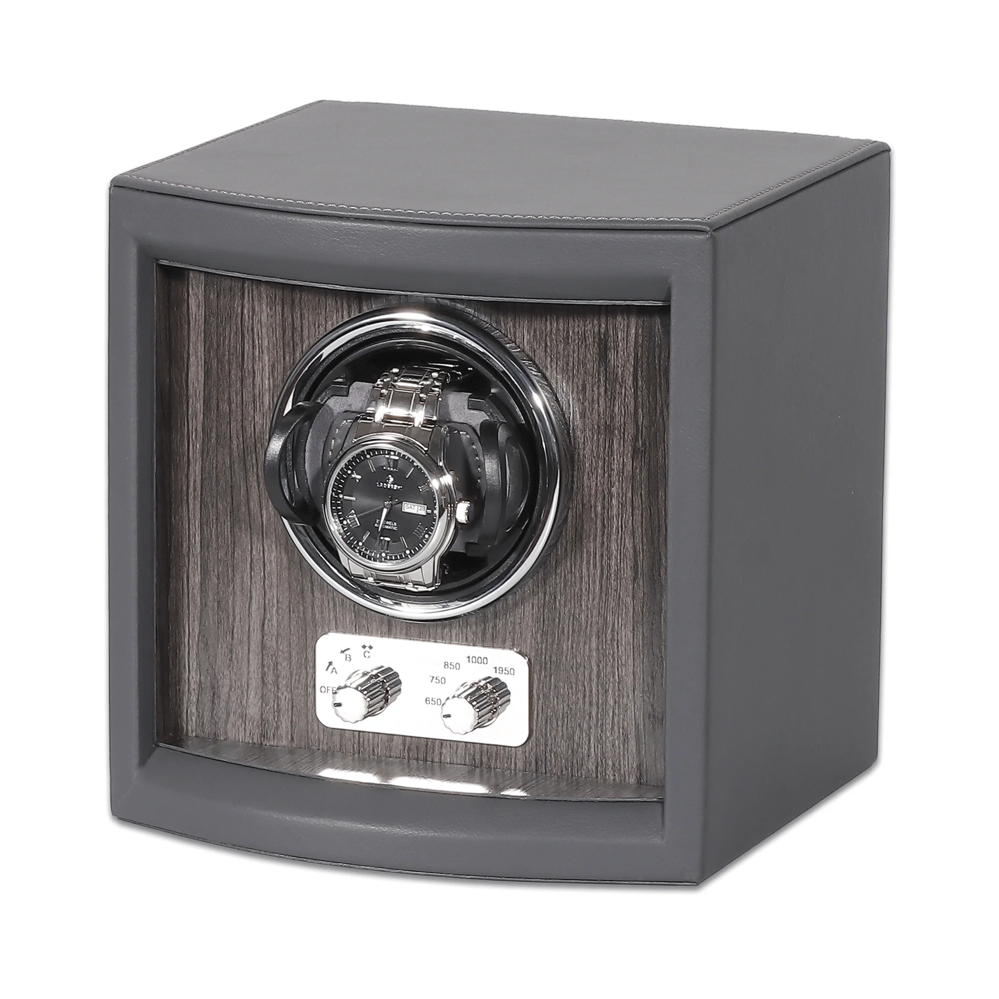Elegant Single Automatic Leather Watch Winder Wooden Grain Leather Display Case with Stylish Design for Mechanical Winding