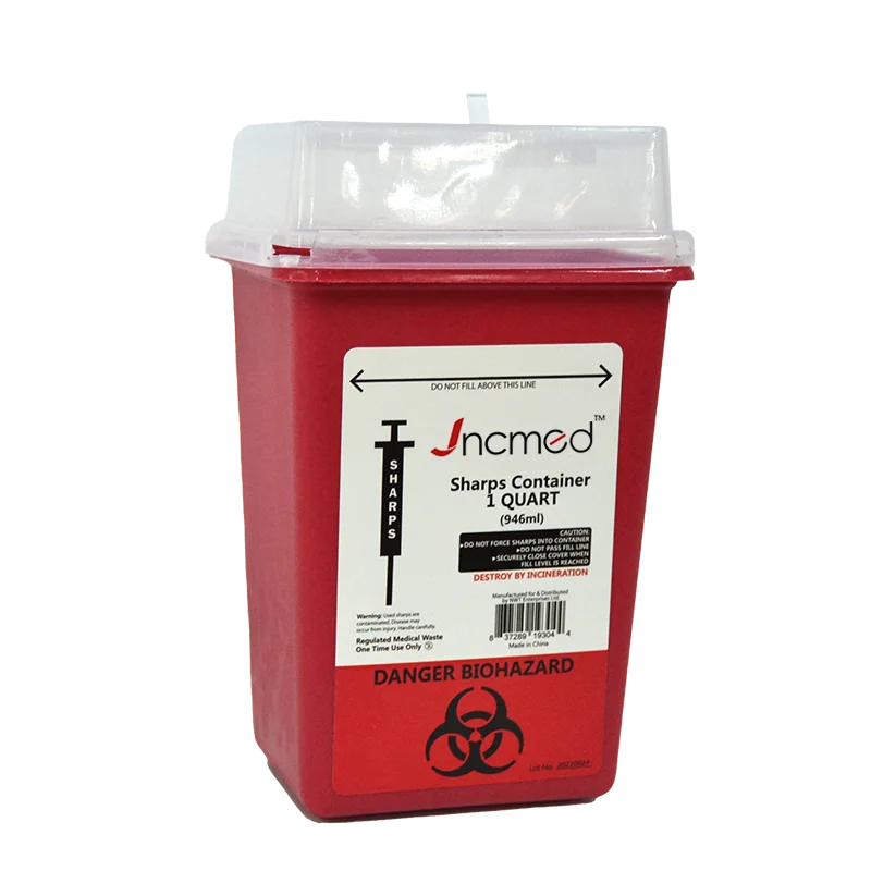 JCMED 1 quart sharp container sharps container biohazard needle disposal