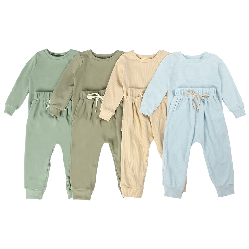Fall Children Baby Sweatpant Sweatshirt Kids Elastic Waist 2 Piece Tracksuit Set