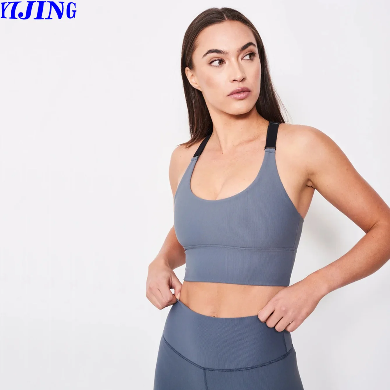 Custom Ribbed High Waist Yoga Jogger Pants Push Up Sports Bra Yoga Set Gym Wear Fitness Leggings Set Yoga Clothing