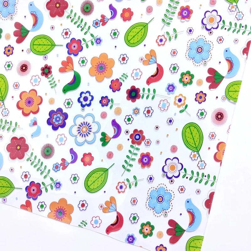 UV digital printed transparent clear PVC TPU vinyl leather sheet good for bags decoration