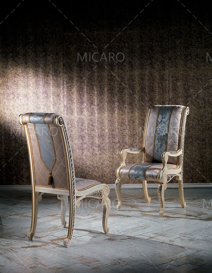 Luxury exquisite unique hand carving gilding Italian style solid wood Rectangular glass top dinning table with 8 seater