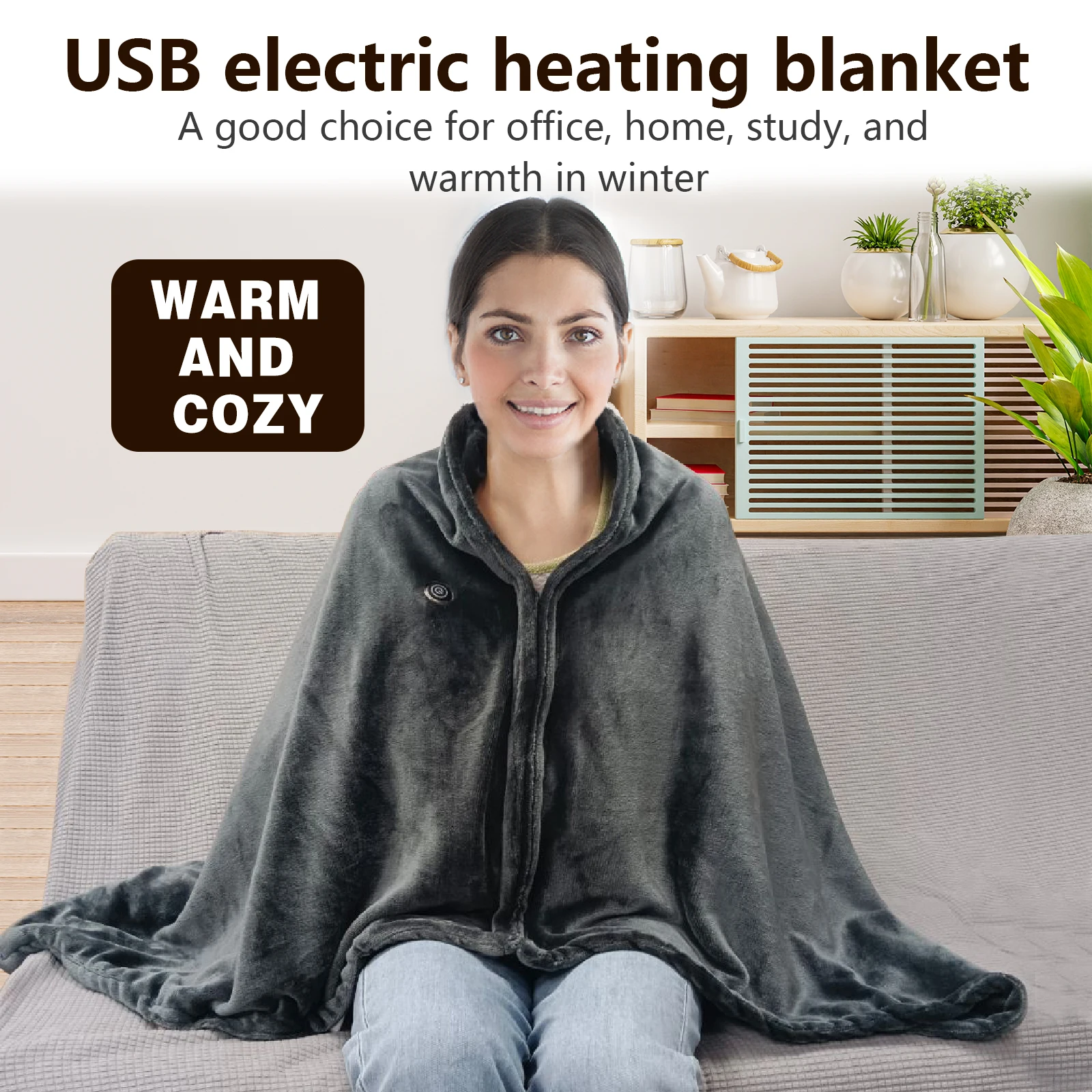 USB Heated Blanket,Heated Car Blanket,Machine Washable Super Cozy Soft Heated Blanket with 3 Heating Levels & Timing Function