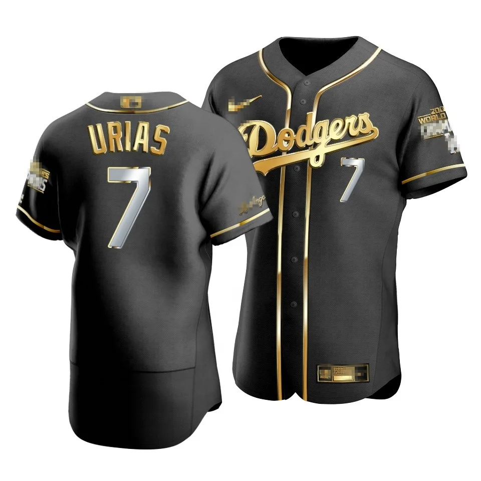 Drop Shipping OEM NO MOQ Mens Womens Kids Los Angeles D odgers Black Gold Letters Baseball Uniform Baseball Jersey