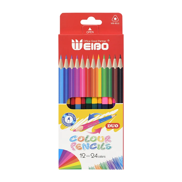 Weibo Hot sale 24colors custom color colored pencil set factory price for school and office