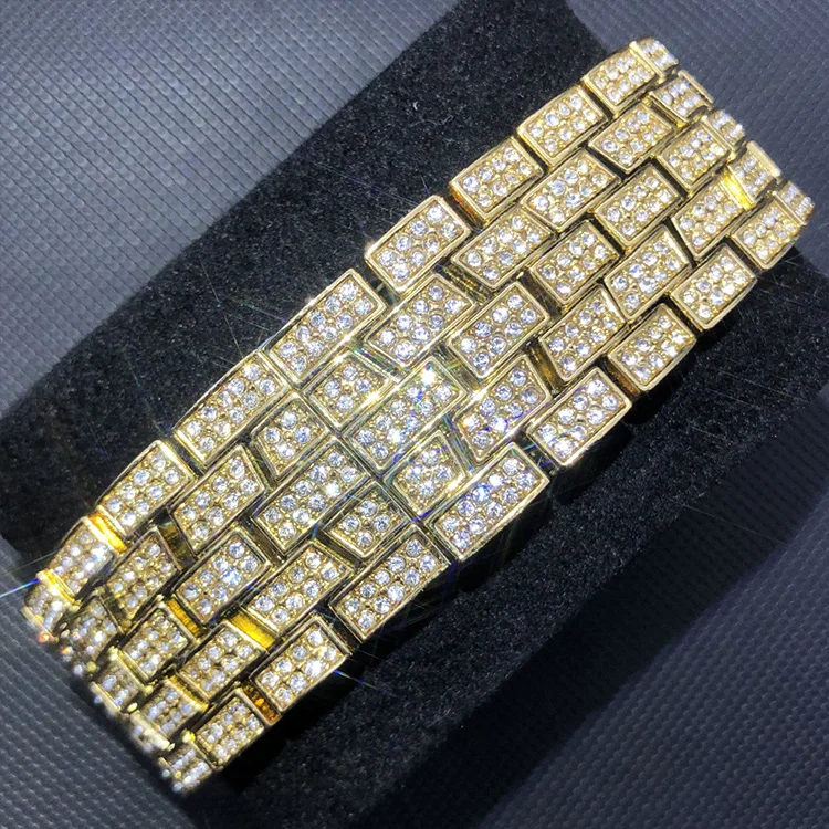 So Pretty High Quality Fully Diamond Face Waterproof Japan Movement Iced Out Bling Women Gold Quartz Watch For King