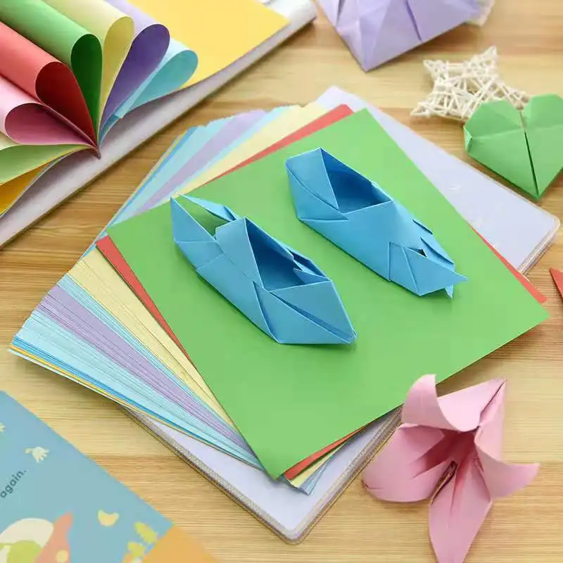 China manufacture 10 colors 70gsm art origami paper colorful kids DIY 100 sheets custom size colored coated paper