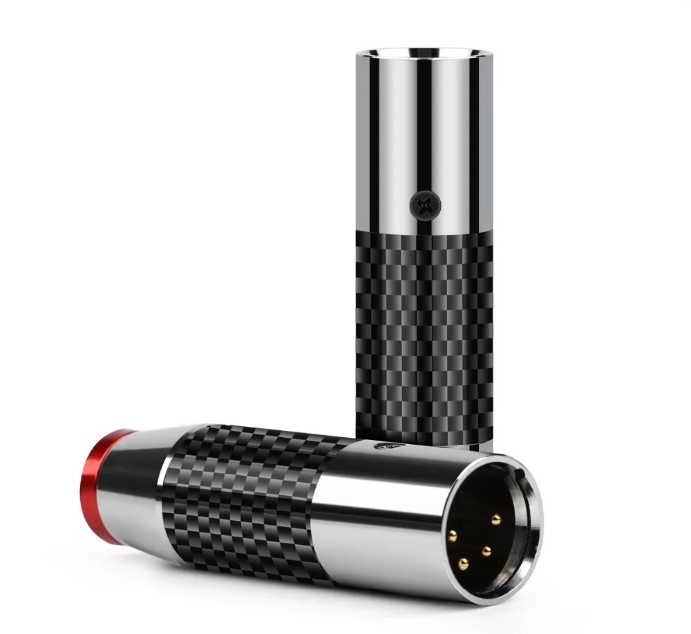 Акустический разъем XLR, штекер, 4-контактный Разъем Cannon из углеродного волокна, Переходник XLR для микрофона, микшера, усилителя, балансировочный адаптер