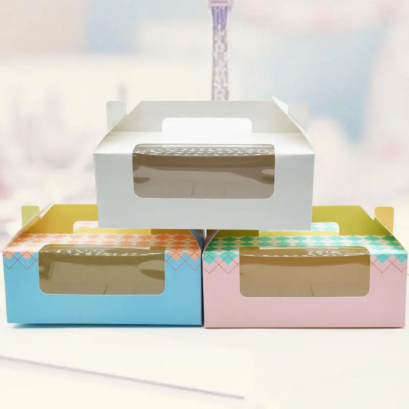 Custom Recyclable Coated Paper Cookie Cupcakes Pastry Box Packaging With PET Window