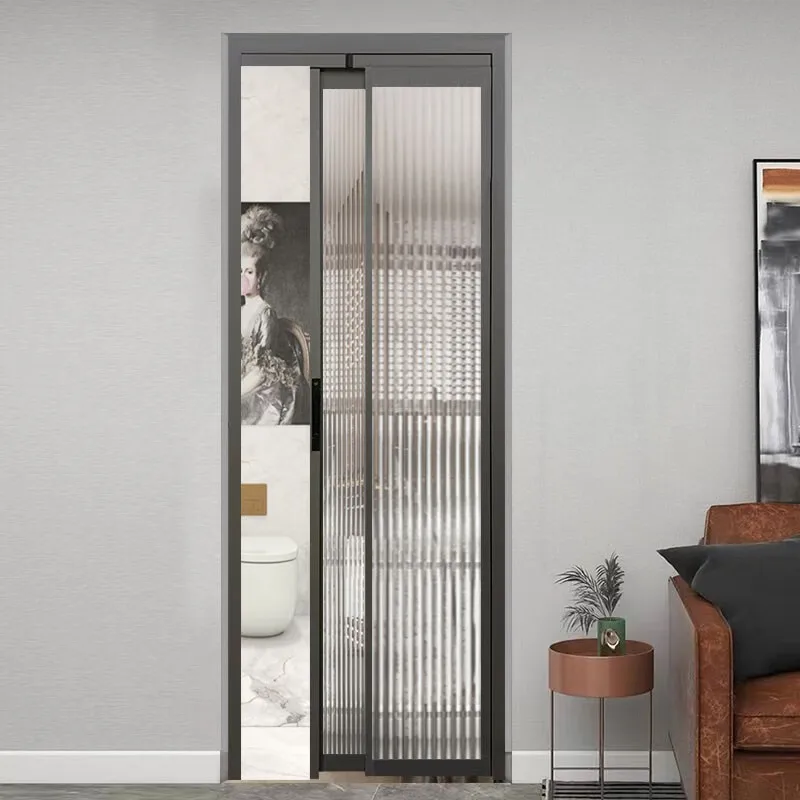 New Design Indoor Folding Double Glass PD Sliding Balcony Bathroom Aluminum Bi-fold PT Door