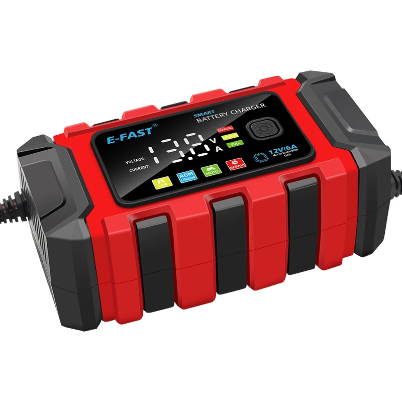 TK-360 12V 6A Intelligent Automatic 3 stages charging Car Battery Charger Boat AGM Deep Cycle GEL Lead Acid LiFePO4 Pulse Repair