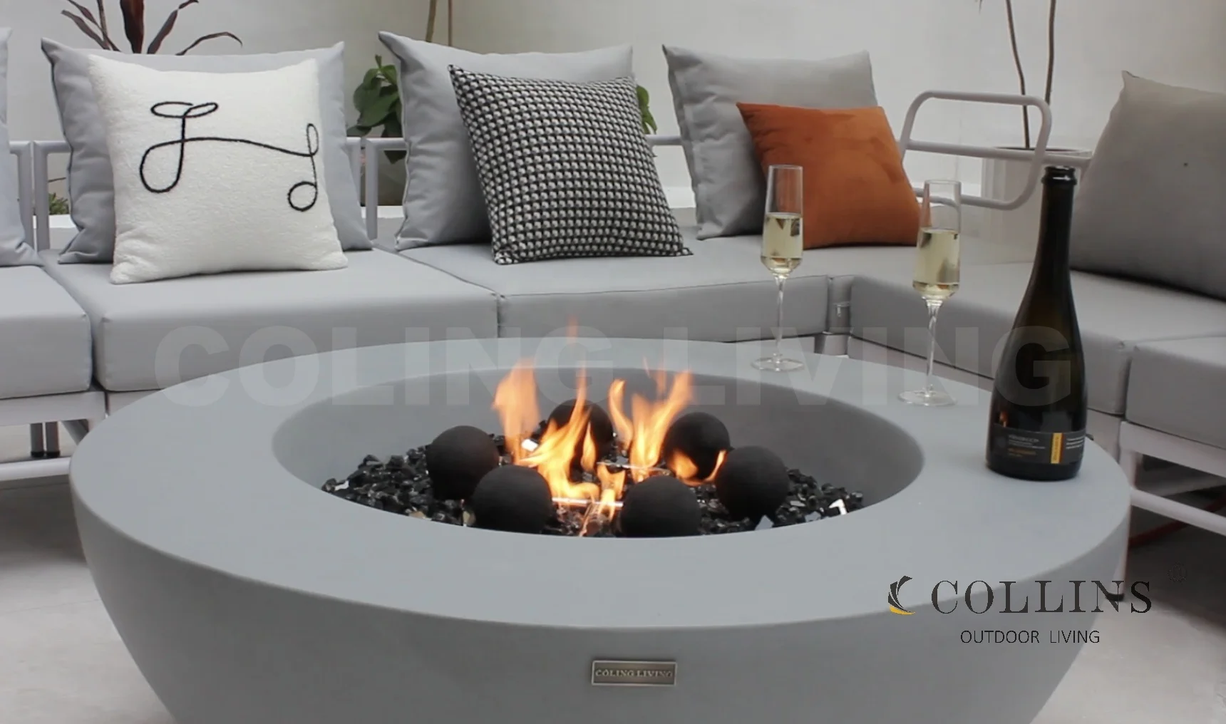 COLG001Outdoor Furniture Fire Table Concrete Outdoor Round Propane Gas Fire Pit for Garden Patio