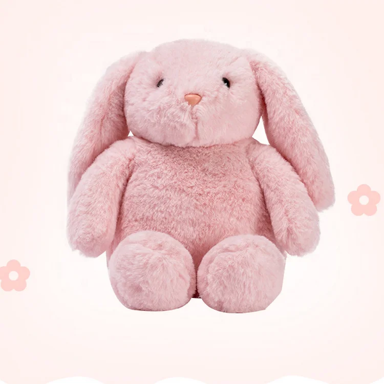 Custom Cute Pink long ears bunny toys soft Stuffed plush animal rabbit elephant toy short plush animal doll for gofts