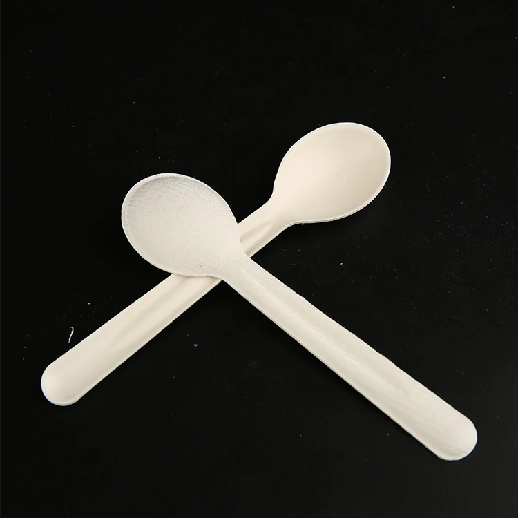 Biodegradable Disposable Sugarcane Pulp White edible cutlery bagasse paper knife fork spoon