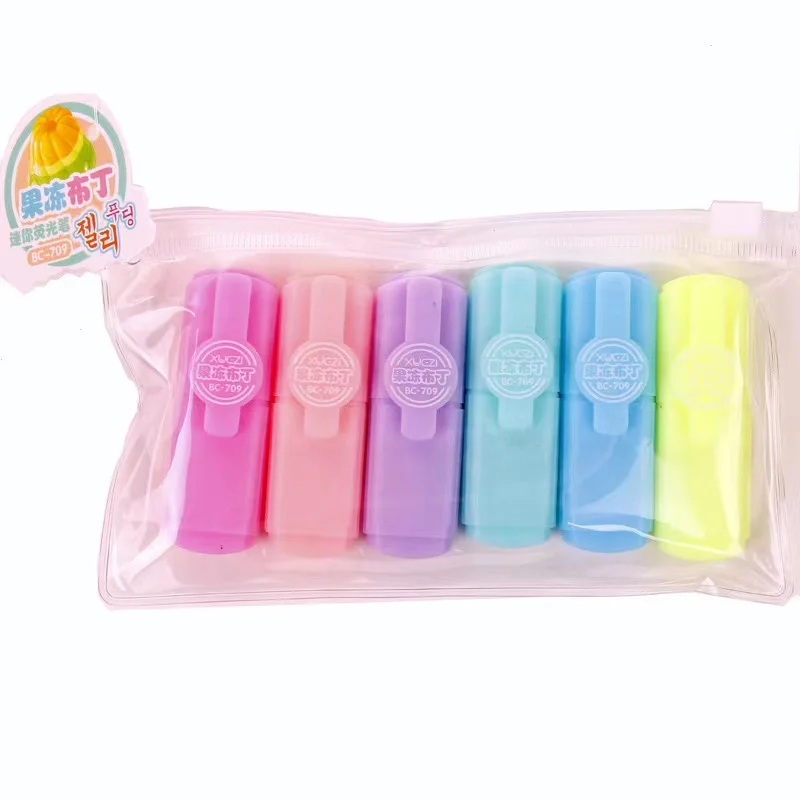 safe glitter art marker 6 colors custom set mini highlighter pen cute custom packaging marker for kids