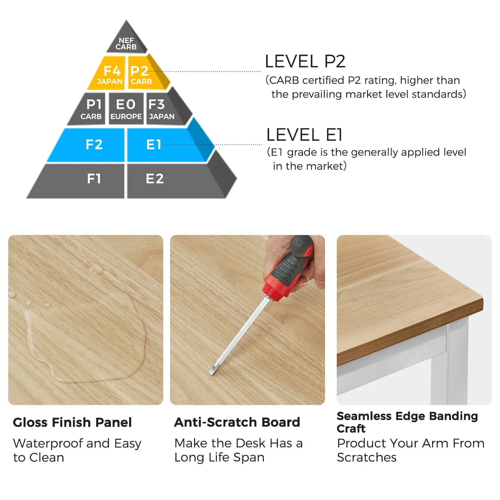 ERK-CD-02EWL-V1 Easy Assembly Stable Support Structure Wooden Textured Table Top PC Office Home Computer Desk