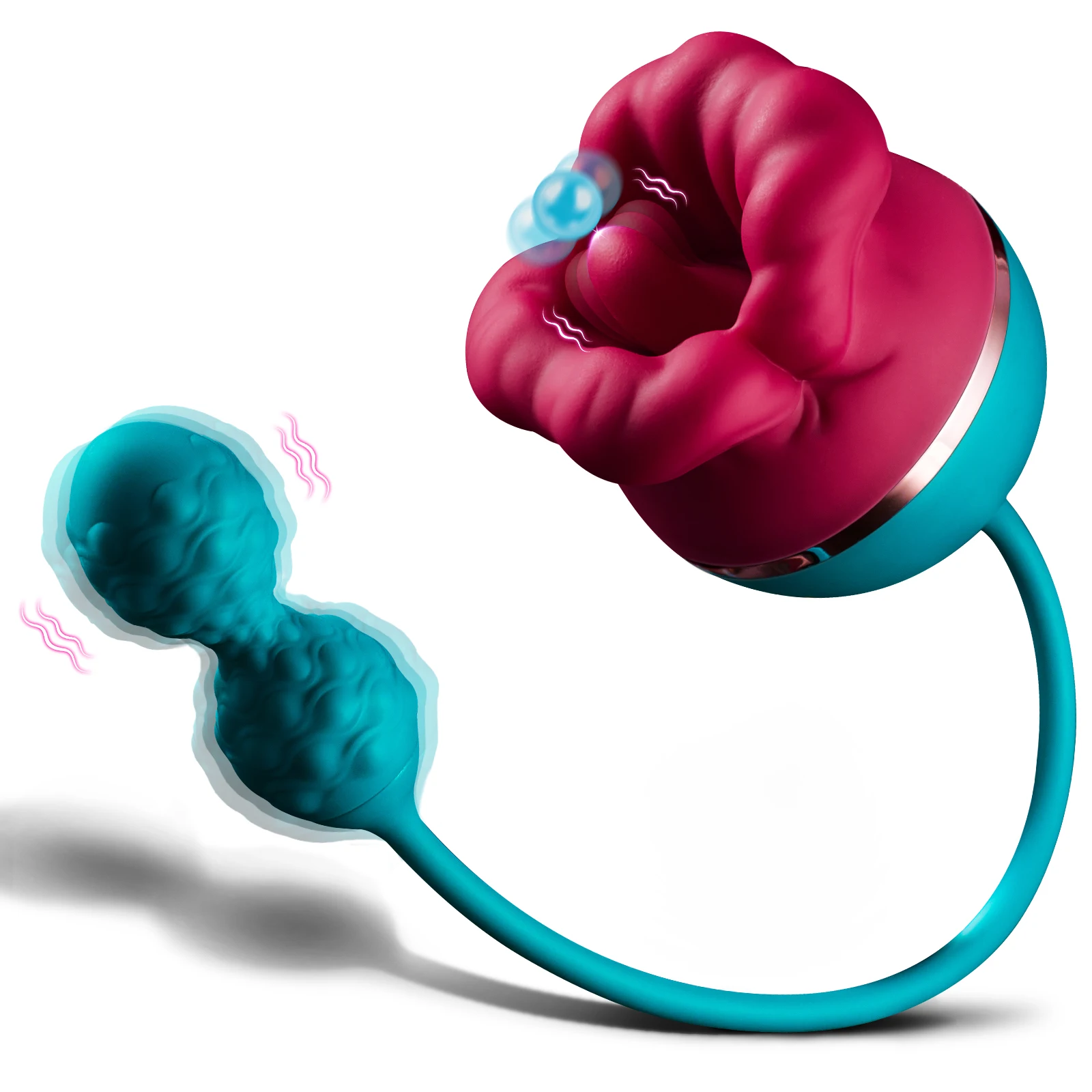 AAV Mouth-Shaped Rose Clitoral Tongue Licking Thrusting G Spot Dildo Nipple Licker Vibrator Adult Sex Toys for Women Couple