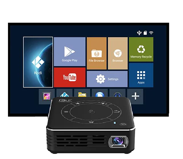 2021 Pocket Mini DLP 55 ANSI Lumens WVGA 854*480 BT 5.0 Smart Android 3D Home Theater Movie Projector