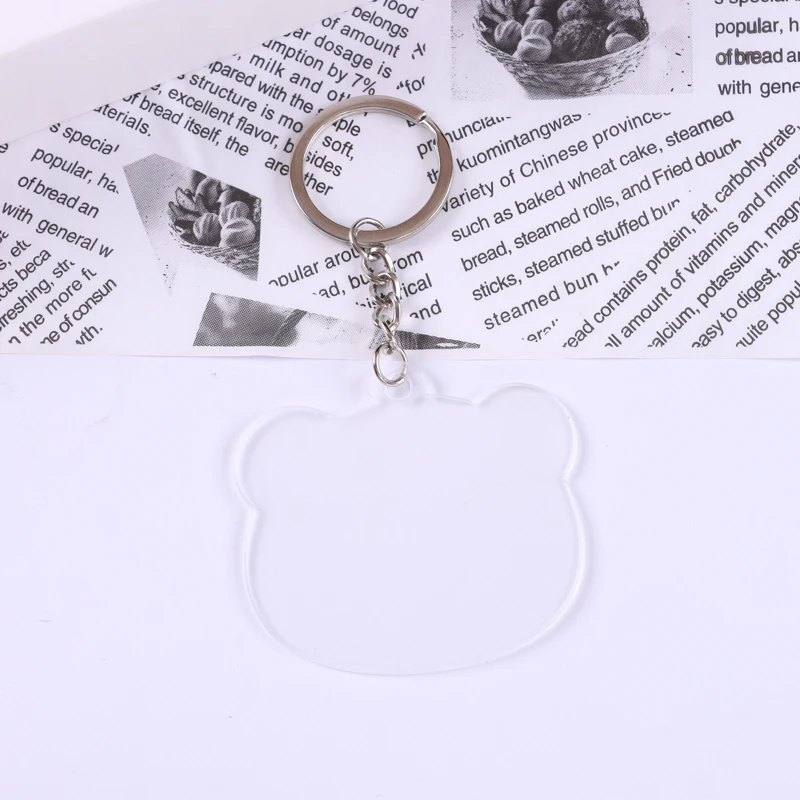 Custom shape heart rectangle square hexagon butterfly acrylic clear  blanks with DIY sticker keychain