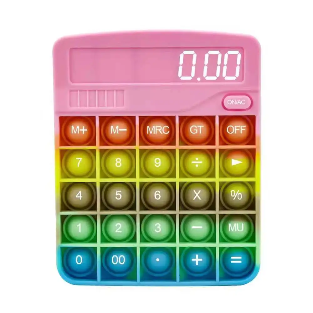 New Upgrade Hand Toys Autism Special Needs calculating machine Stress Reliever Silicone Rainbow Push Bubble Toy With Letter