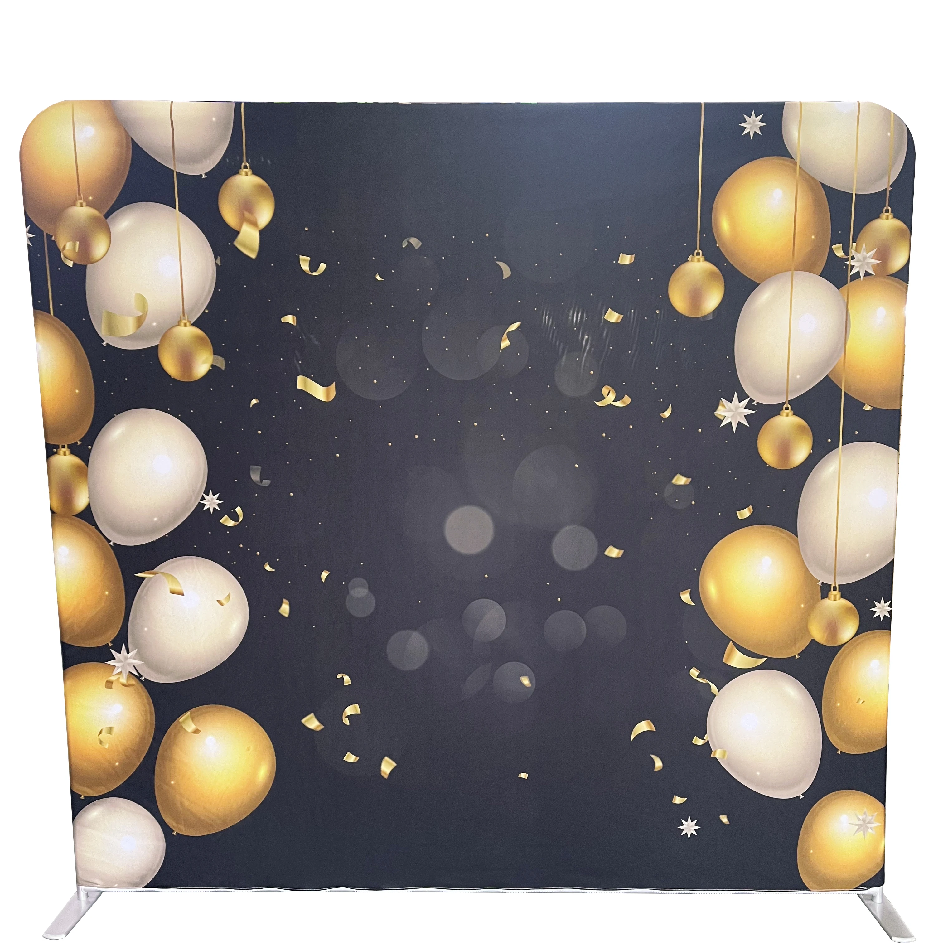 Customized Printed Exhibition Portable Aluminum Tube Frame Tension Fabric Display Wedding Pillow Case Photo Booth Backdrop Wall