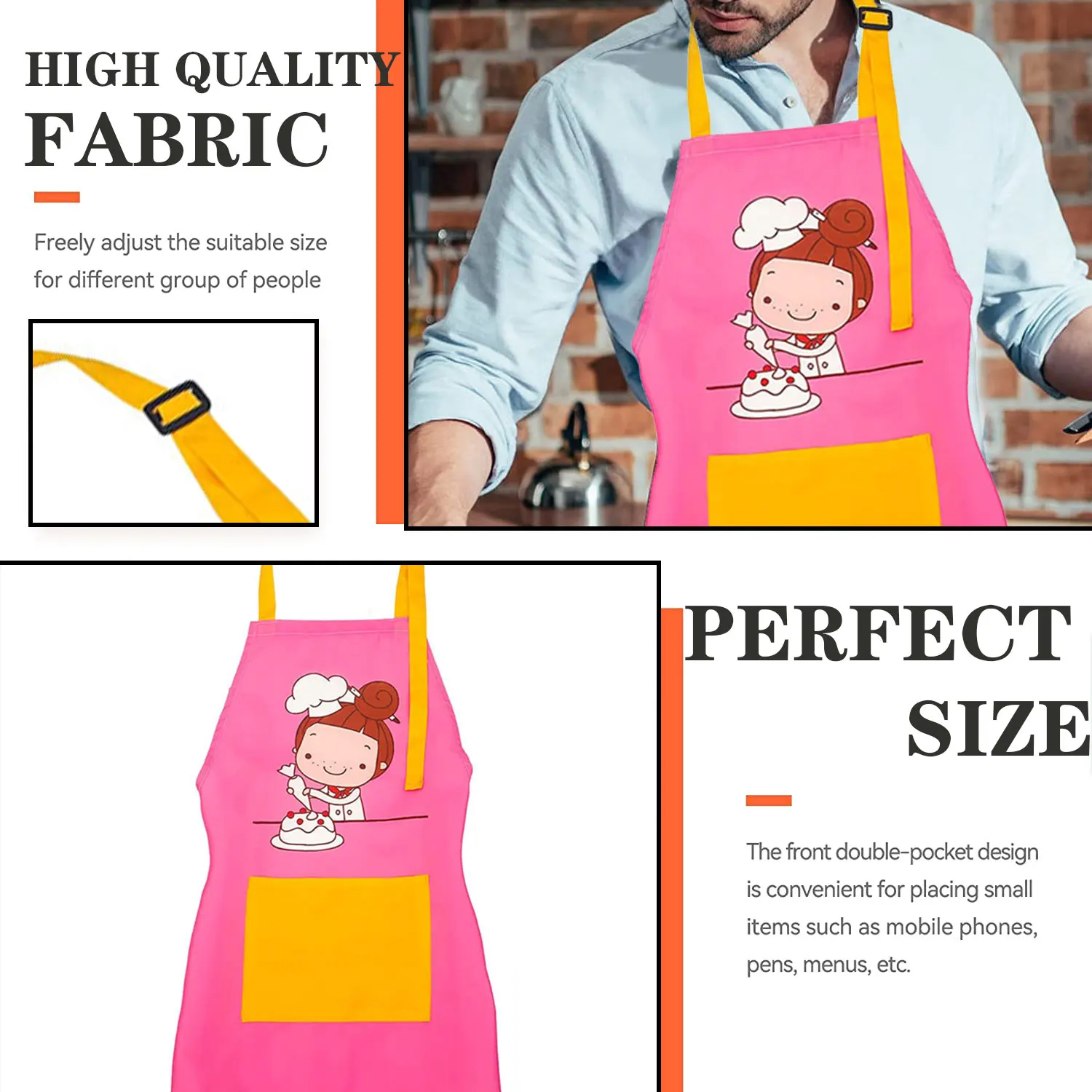 Promotion Custom Pattern Cooking Bbq Kids Apron Sublimation Creative Kitchen Pink Children Smocked Apron