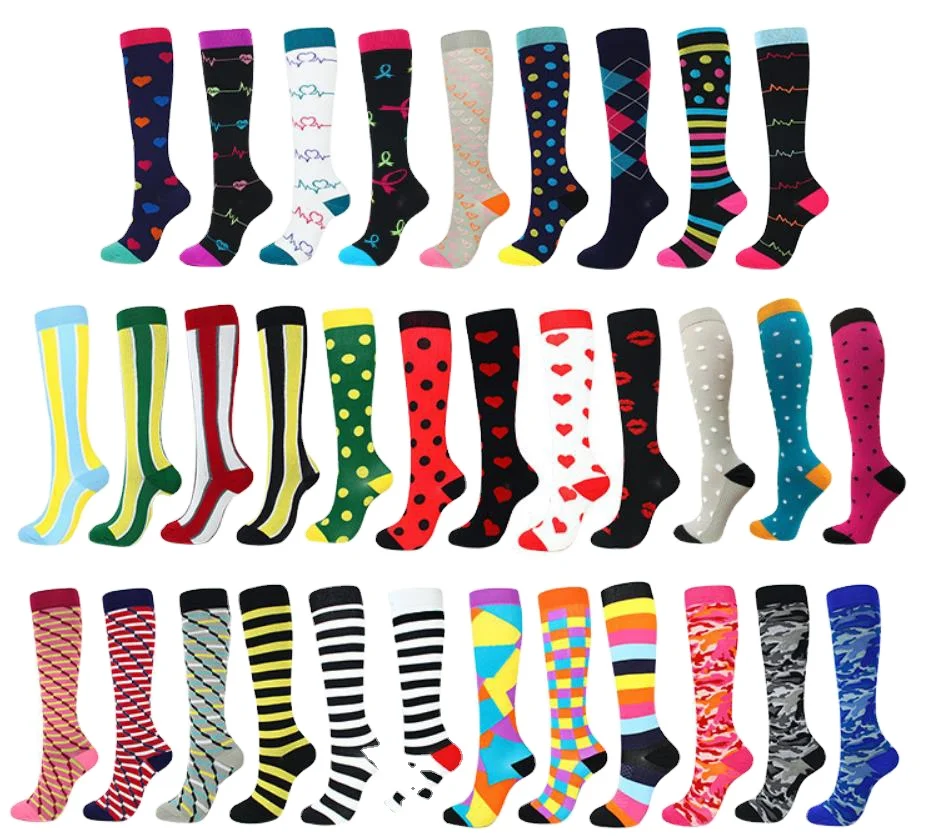 Graduated Medical custom Women Men Compression Socks 20-30mmhg Knee High Fun Stockings for Running Sports Athletic Nurse